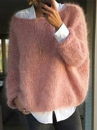 Knitted Casual Loose Crew Neck Sweater