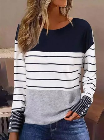 Crew Neck Casual Striped T-Shirt