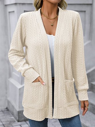 Loose Plain Pocket Stitching Casual Kimono