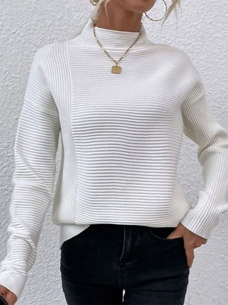 Turtleneck Plain Casual Sweatshirt