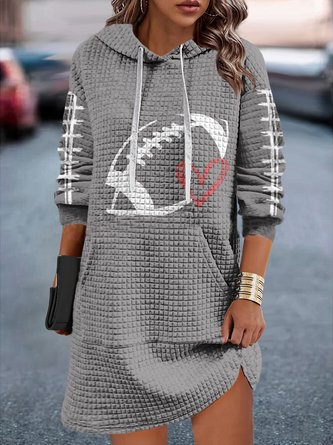 Hoodie Casual Heart/Cordate Loose Sweashirt Dress With No