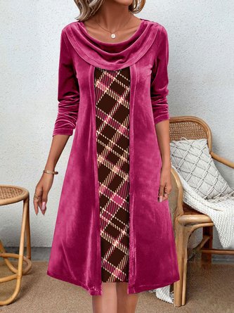 Others Plaid Loose Casual Dress With No