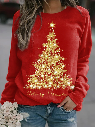 Casual Knitted Christmas Tree Sweatshirt
