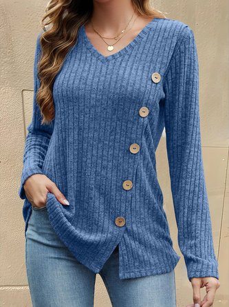 Loose Knitted Casual Plain Shirt