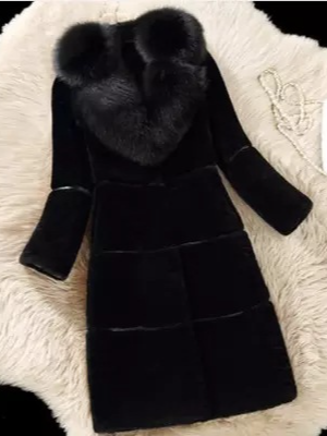 Elegant Plain Faux Fur Long Coat