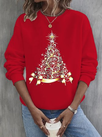 Women Christmas Tree Crew Neck Sweatshirt