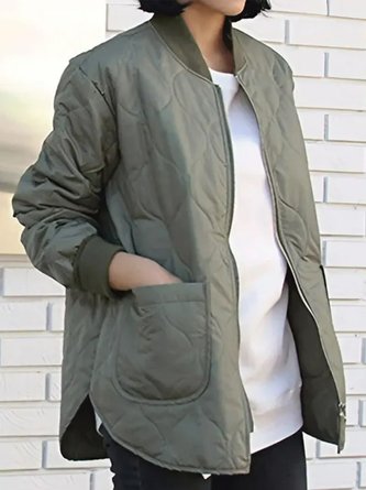 Plain Zipper Casual Others Padded Jacket