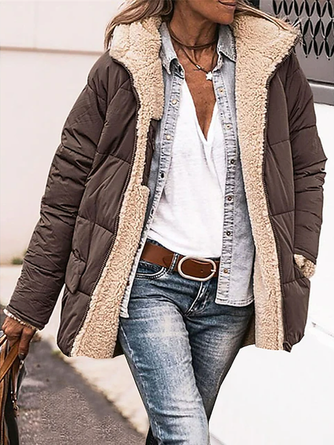 Casual Hoodie Plain Fleece Jacket