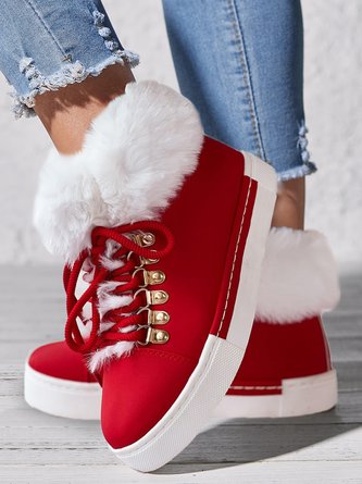 Women Lace-Up Warmth Furry Boots