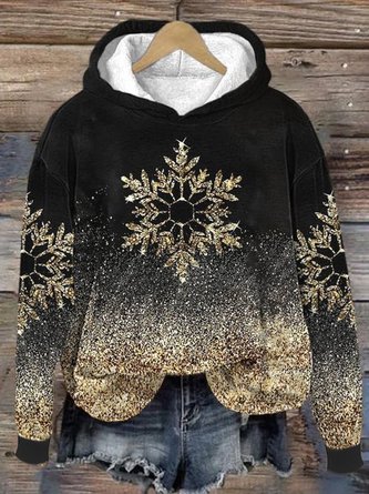 Loose Snowflake Knitted Casual Hoodie