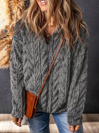 Others Plain Casual Teddy Jacket