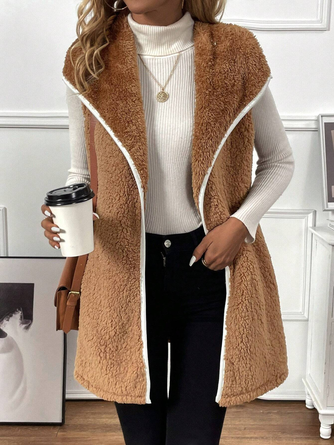 Wrap Loose Fluff/Granular Fleece Fabric Casual Vest