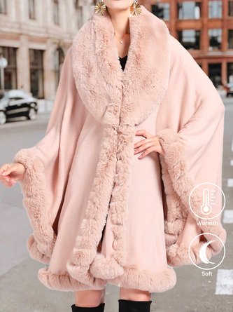 Fluff/Granular Fleece Fabric Loose Elegant Mid-long Plain Leather & Faux Leather