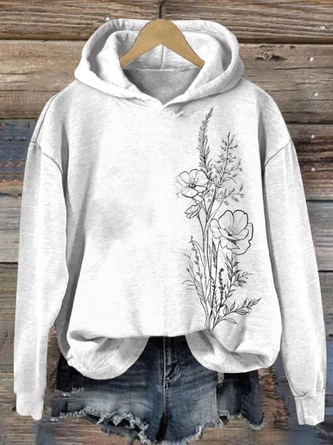 Spring Hoodie Women's Floral Spring/Fall Printing Long Sleeve Casual Daily Hoodie ...