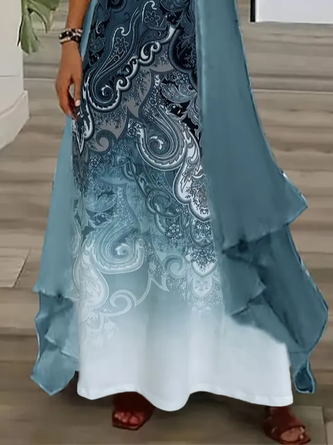 Women Floral Printing Two-Piece Set Daily Three Quarter Sleeve Casual Spring/Fall Dress With Coat Matching Set - Image 3