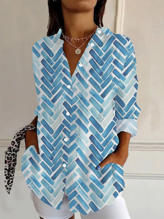 Casual Geometric Buckle Tops Sweater