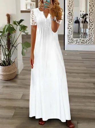 Women Floral Long Sleeve Spring/Fall Printing Dress V Neck Daily Vintage Maxi T-Shirt Dress A-Line Dress - Image 7