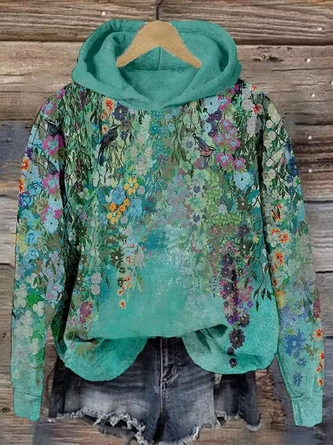 Spring Hoodie Women Floral Spring/Fall Printing Long Sleeve Casual Daily Hoodie ...
