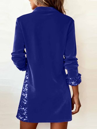 Women Plain Long Sleeve Shawl Collar Split Joint Dress Holiday Vintage Midi Fit & Flare Dress A-Line Spring/Fall Dress - Image 3