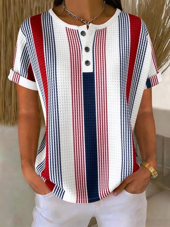 Striped Short Sleeve Tee T shirt Vintage Summer Top