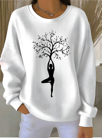 Botanical Pattern Crew Neck Vintage Spring Fall Long Sleeve Sweatshirt