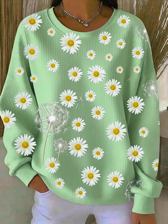 Dandelion Crew Neck Vintage Spring Fall Long Sleeve Sweatshirt