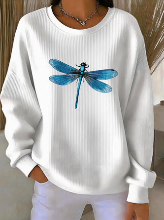 Dragonfly Crew Neck Casual Spring Fall Long Sleeve Sweatshirt
