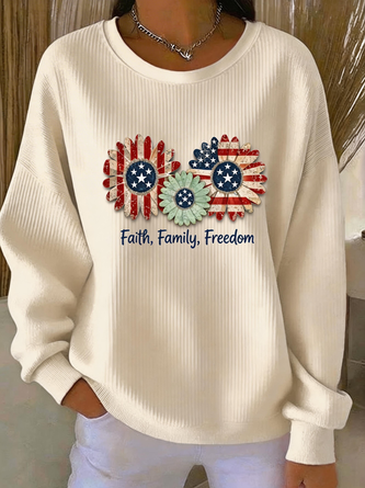 Floral Crew Neck Vintage Spring Fall Long Sleeve Sweatshirt