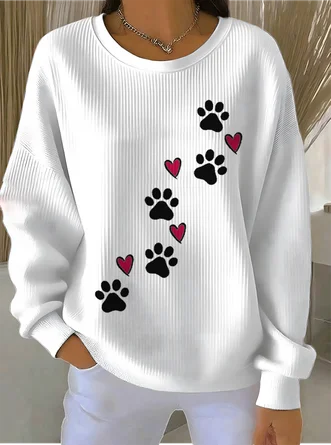 Animal Picture Crew Neck Vintage Spring Fall Long Sleeve Sweatshirt