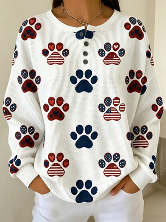 Independence Day Casual Spring Fall Long Sleeve Sweatshirt
