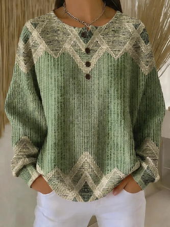 Abstract Crew Neck Vintage Spring Fall Long Sleeve Sweatshirt