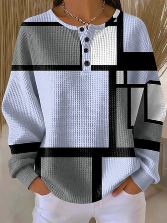 Geometric Casual Spring Fall Long Sleeve Sweatshirt