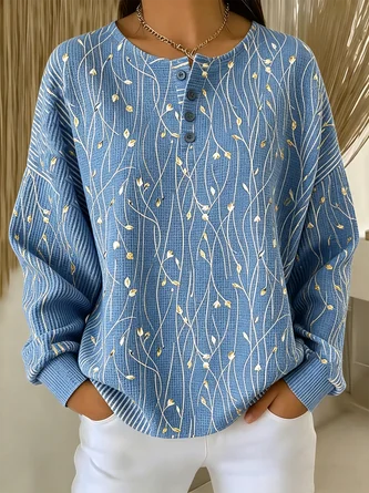 Floral Casual Spring Fall Long Sleeve Sweatshirt