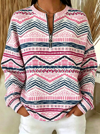 Striped Crew Neck Vintage Spring Fall Long Sleeve Sweatshirt
