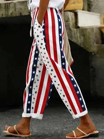 America Flag Long Pants Casual Spring Fall Trousers