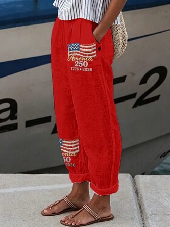 Independence Day Long Pants Casual Spring Fall Trousers
