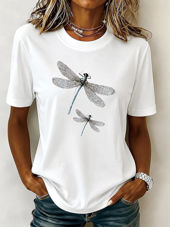 Dragonfly Short Sleeve Tee T shirt Crew Neck Printing Casual Graphic Tee Summer Top