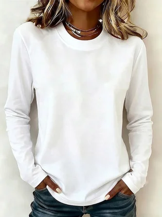 Plain Long Sleeve Tee T shirt Crew Neck Printing Casual Graphic Tee Spring Fall Top