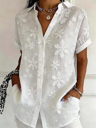 Floral Shirt Collar Short Sleeve Shirt Printing Casual Daily Summer Top