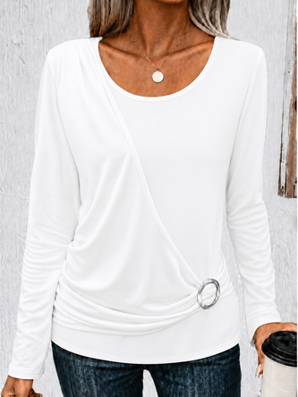 Plain Long Sleeve Tee T shirt Crew Neck Printing Casual Spring Fall Top