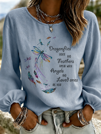 Text Letters Crew Neck Long Sleeve Blouse Printing Casual Daily Spring Fall Top