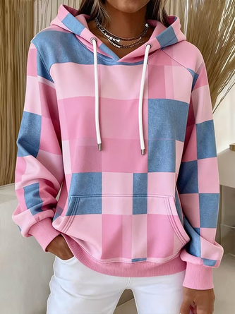 Geometric Hooded Casual Spring Fall Long Sleeve Sweatshirt