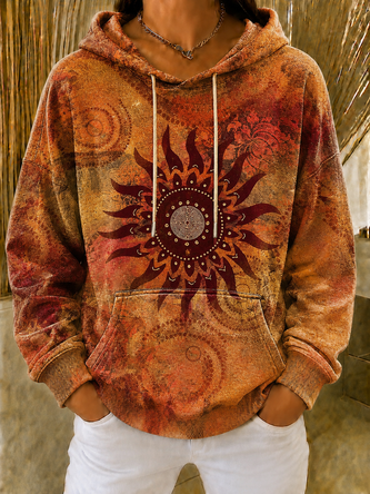 Sun Hooded Vintage Spring Fall Long Sleeve Sweatshirt