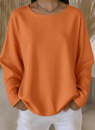 Plain Long Sleeve Tee T shirt Crew Neck Casual Spring Fall Top