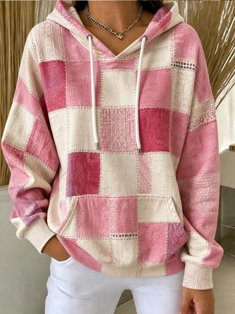 Geometric Long Sleeve Vintage Daily Spring Fall Hoodie