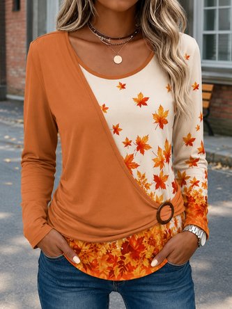 Halloween Long Sleeve Tee T shirt Crew Neck Printing Casual Spring Fall Top