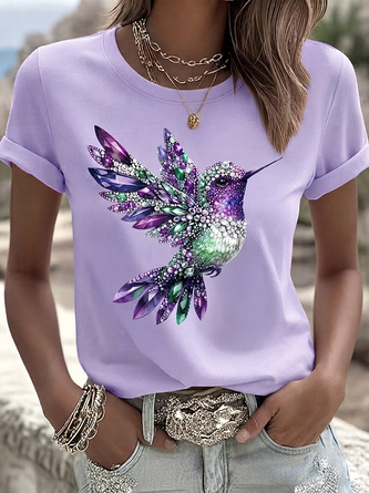 Animal Short Sleeve Tee T shirt Crew Neck Printing Casual Graphic Tee Summer Top