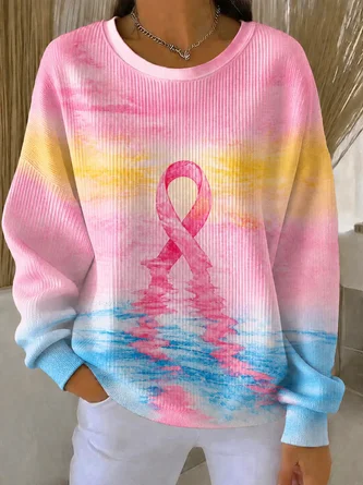 Abstract Crew Neck Printing Casual Spring Fall Long Sleeve Sweatshirt