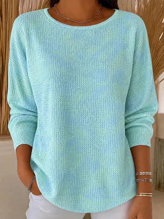 Ombre Long Sleeve Tee T shirt Crew Neck Printing Casual Spring Fall Top