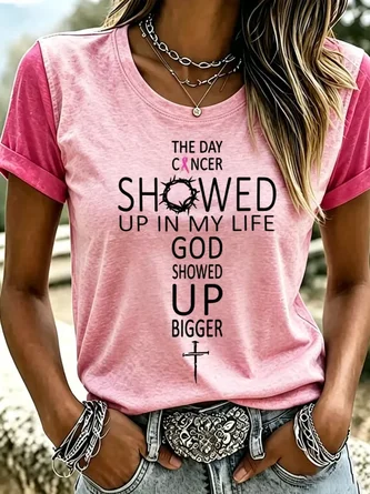 Text Letters Short Sleeve Tee T shirt Crew Neck Printing Casual Graphic Tee Summer Top